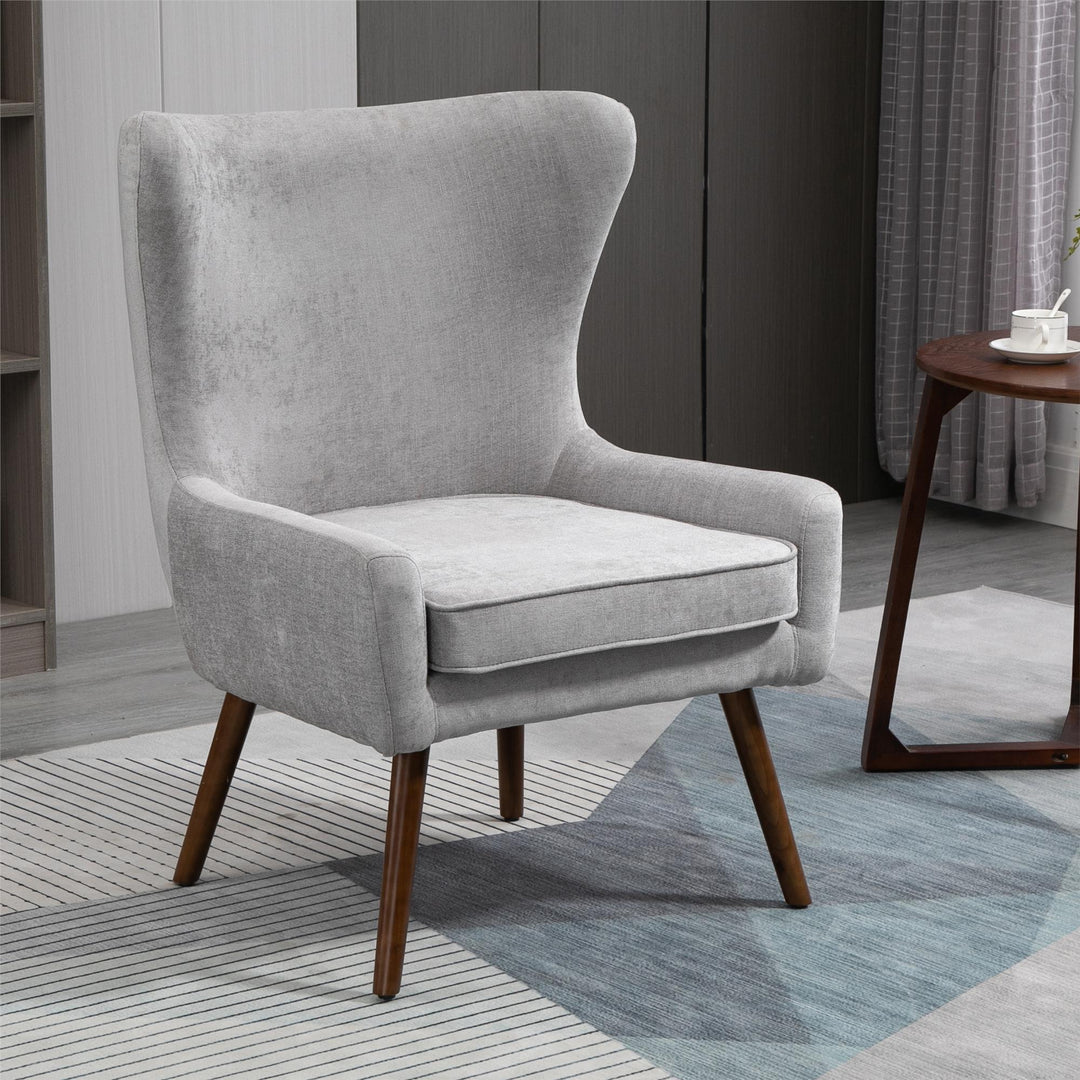 Wingback upholstered chair - Grey velvet