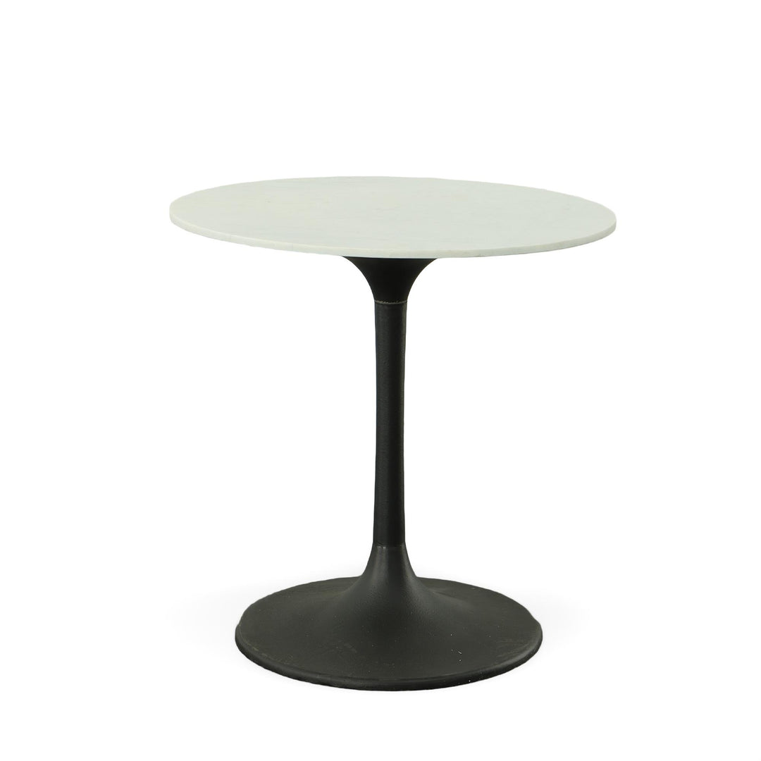 Florence 30 Inch Round Marble Top Dining Table - Black
