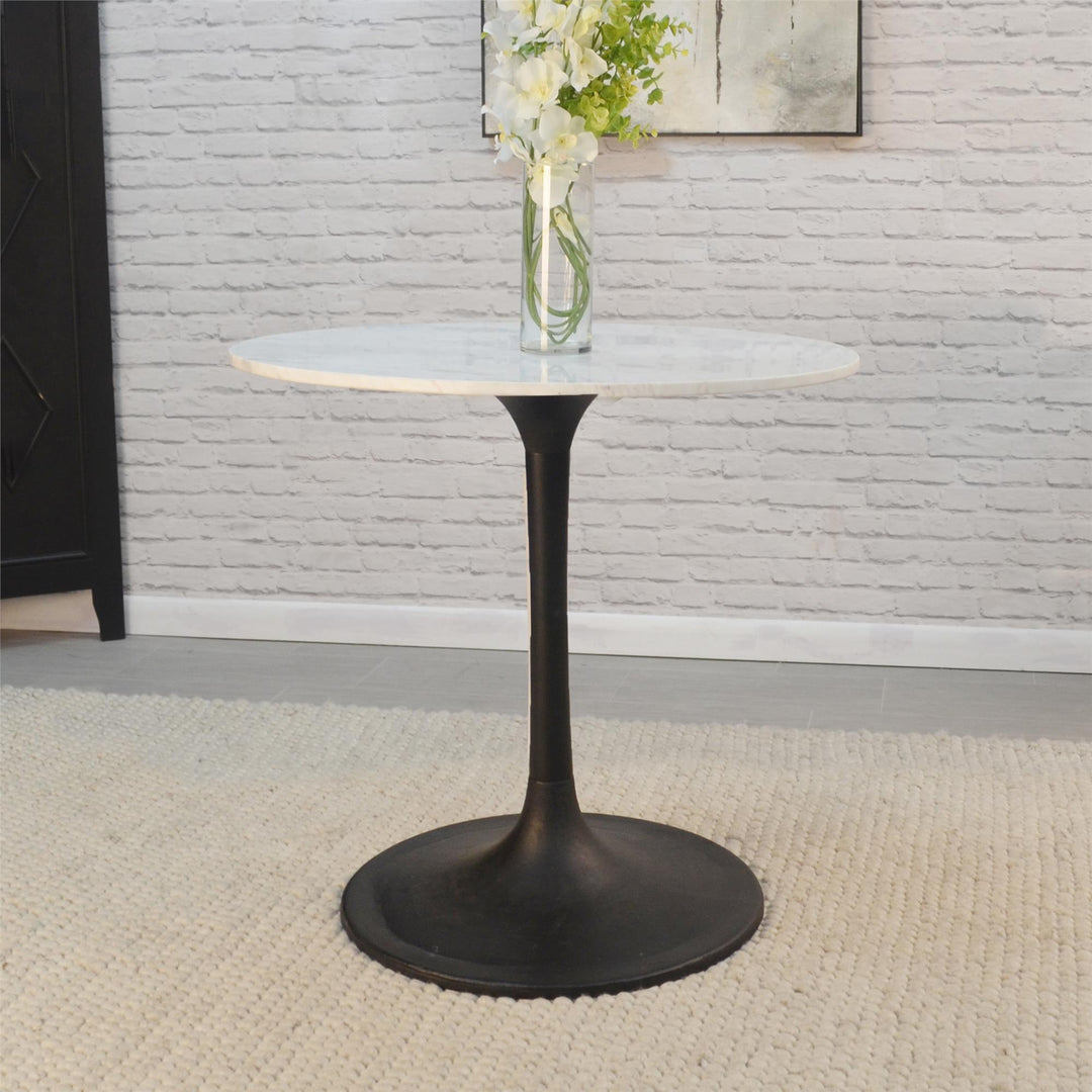 30" Round Marble Top Dining Table - Black