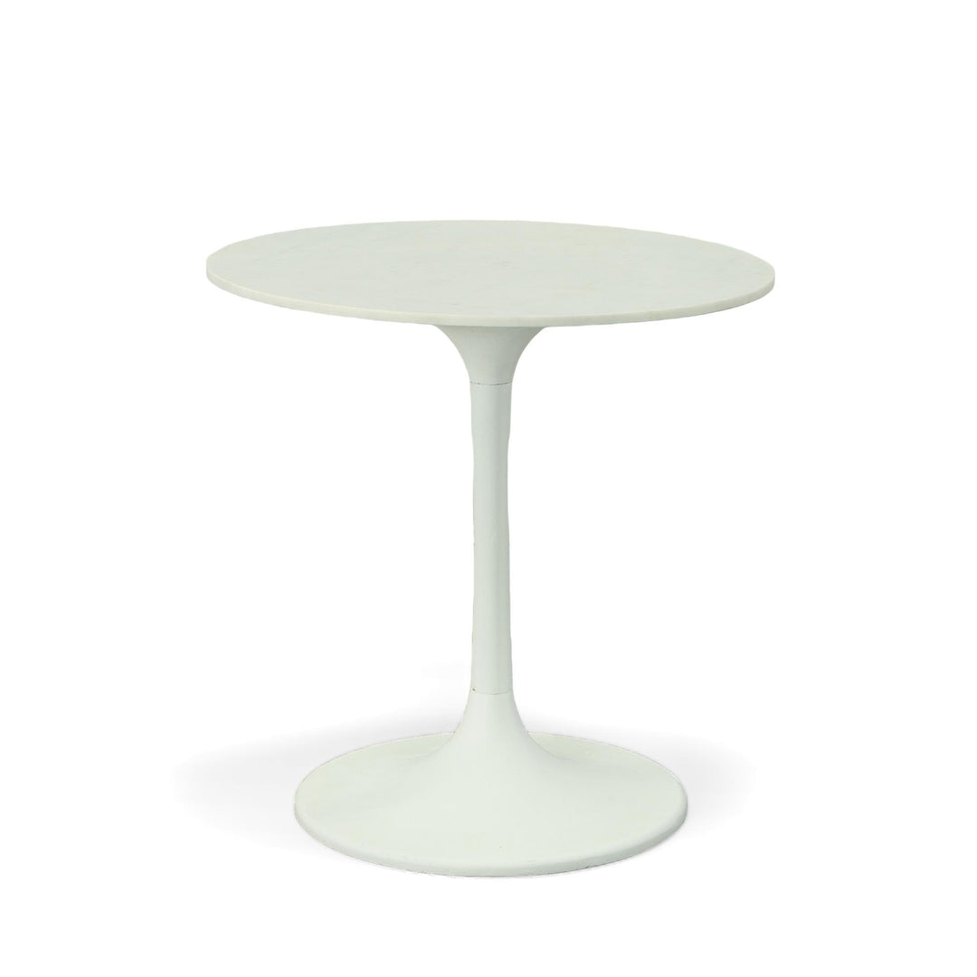 Florence 30 Inch Round Marble Top Dining Table - White