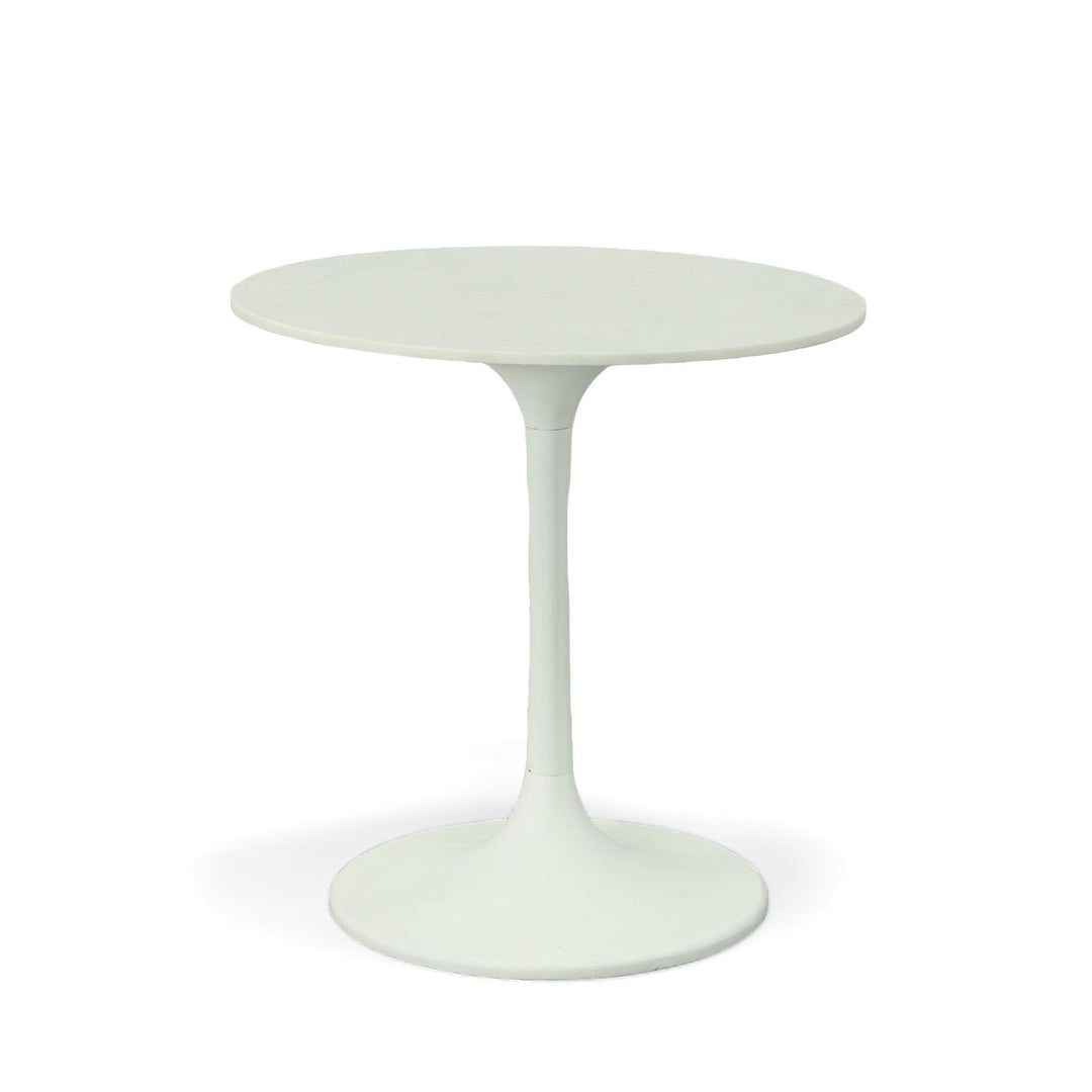 Florence 30 Inch Round Marble Top Dining Table - White