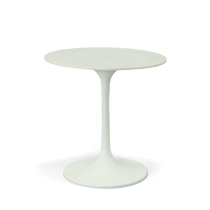 Florence 30 Inch Round Marble Top Dining Table - White