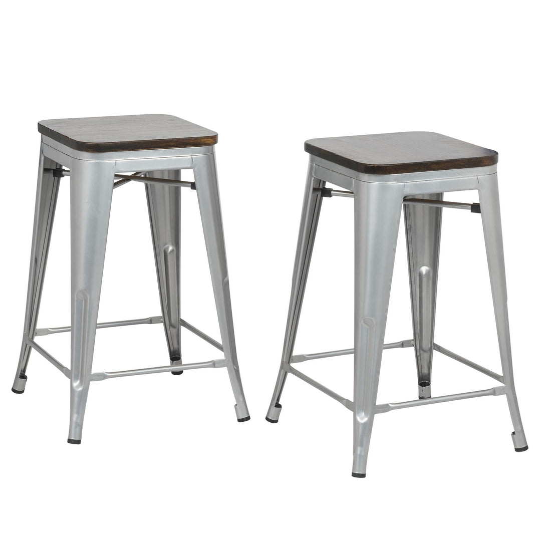 Borough Industrial Square Counter Stool, Set of 2 - Silver