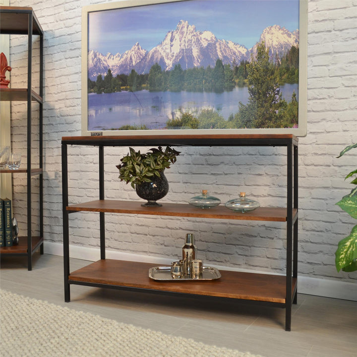 Rectangle Console Table with two shelves - Brown