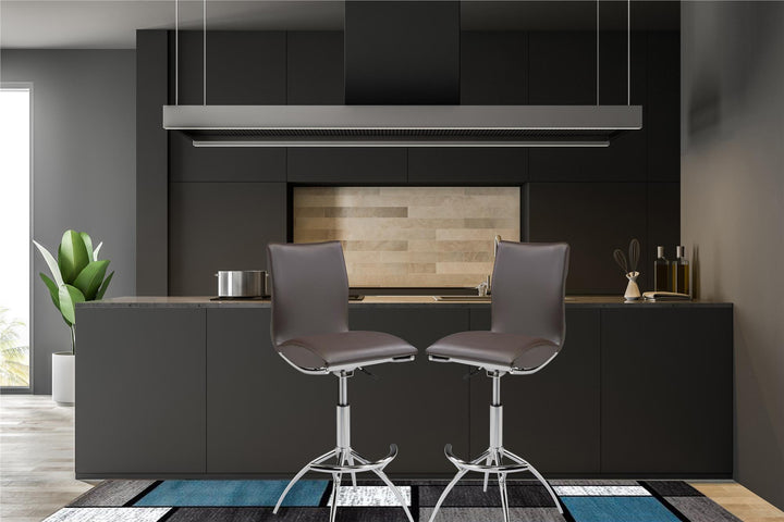 Elisse sleek bar stools with height customization -  Brown