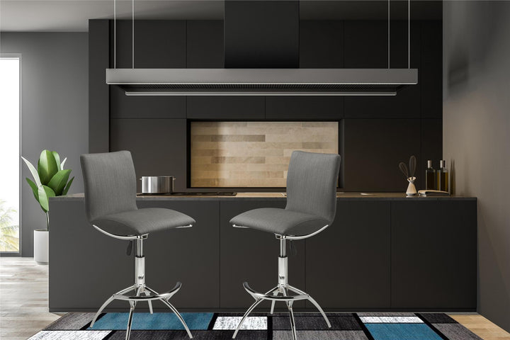 Elisse contemporary stools with chrome accents, pair -  Gray