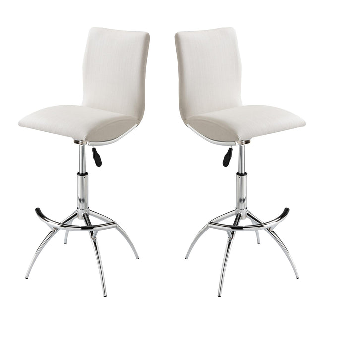 Elisse Adjustable Barstool with Chrome Base, Set of 2  -  White Faux leather