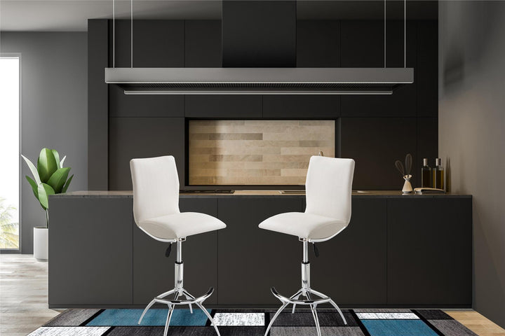 Modern kitchen stools adjustable height Elisse -  White Faux leather