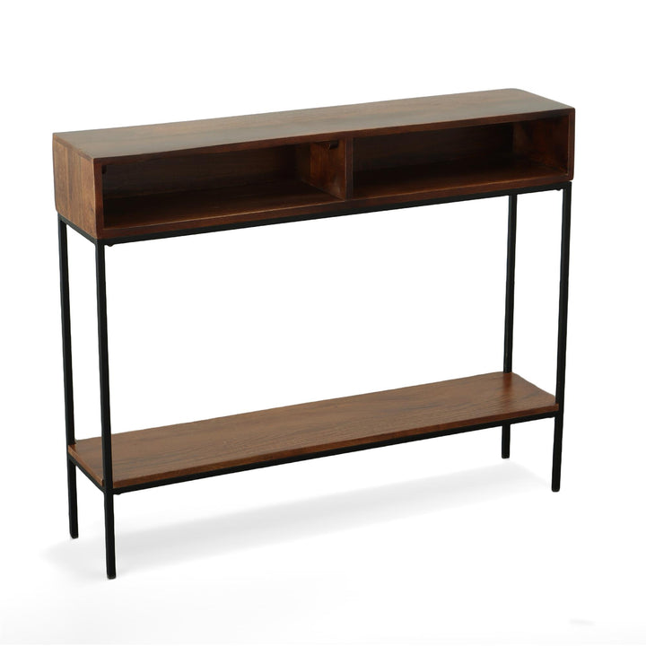 Valo Console Table with 2 Storage Cubbies - Brown
