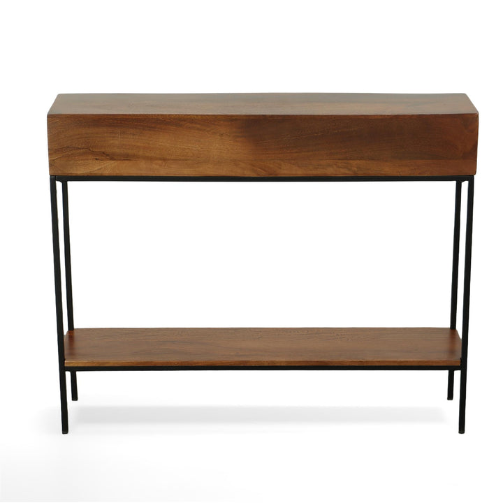 console table with 2 Cubbies with bottom shelf - Brown