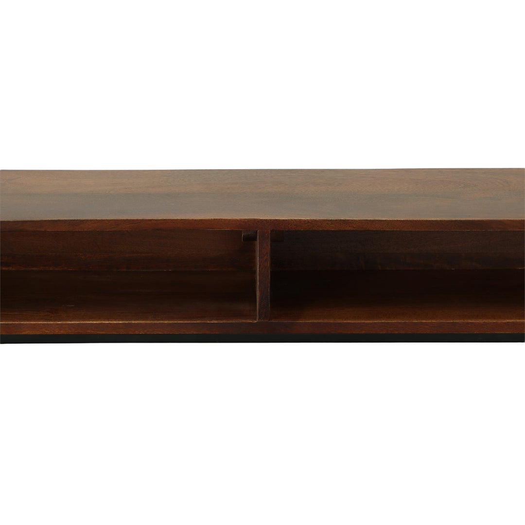 console table with cubbies and bottom shelf for entryway - Brown