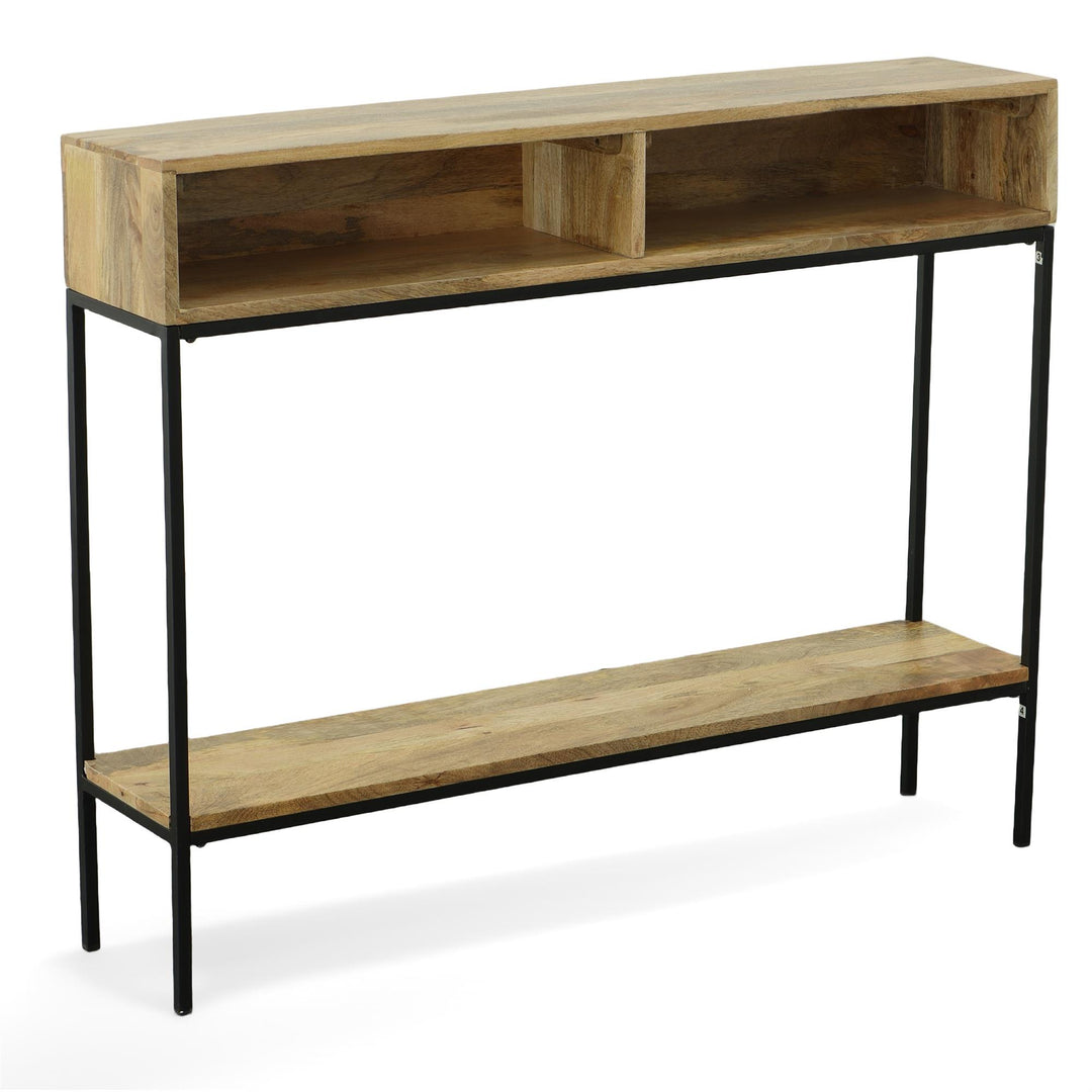Valo Console Table with 2 Storage Cubbies - Natural