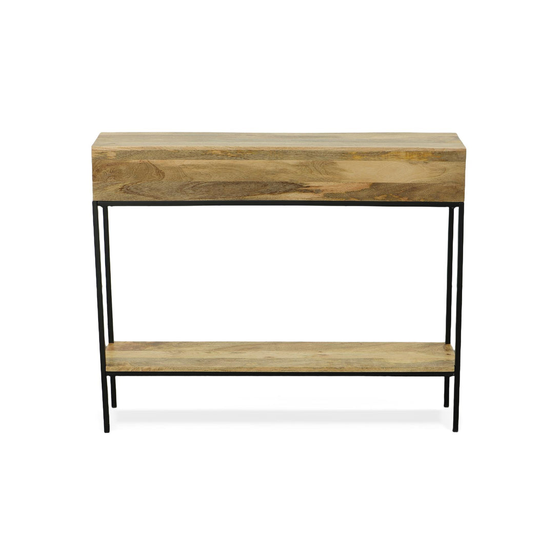 console table with 2 Cubbies with bottom shelf - Natural