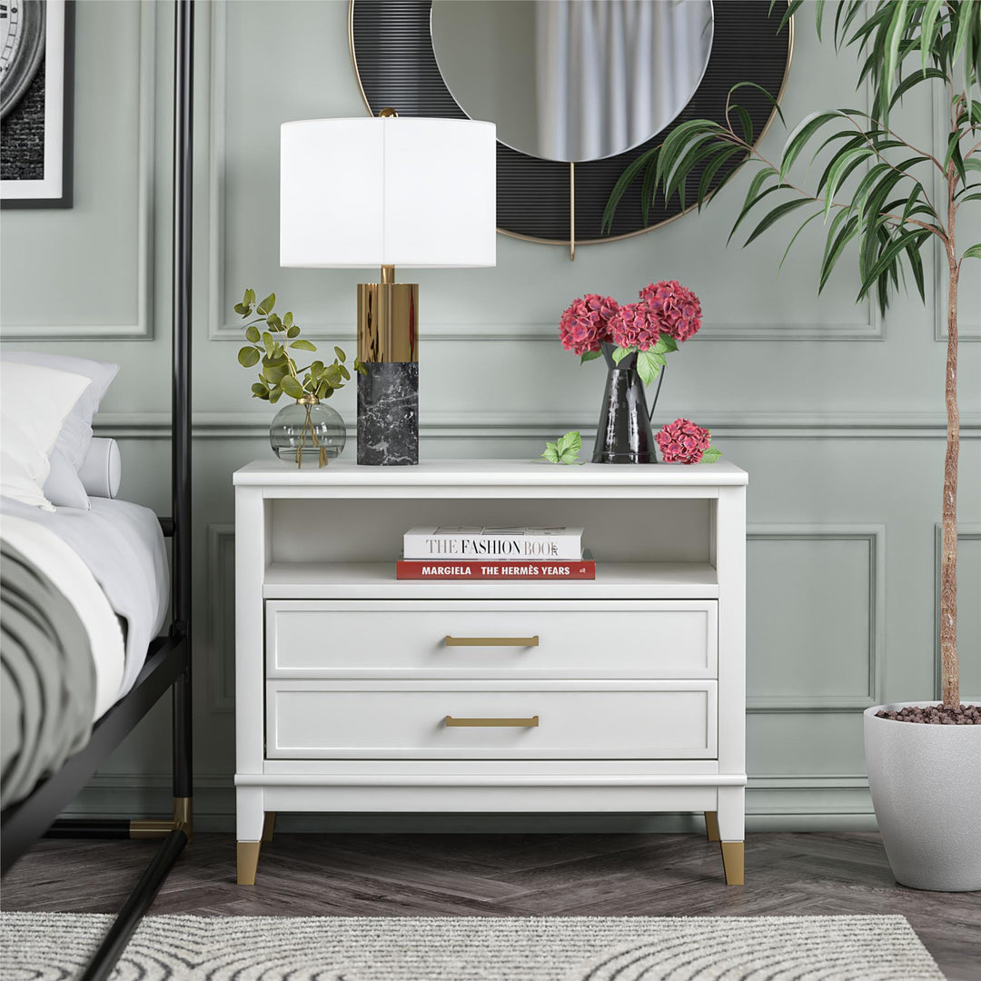 Wide nightstand for spacious bedrooms -  White