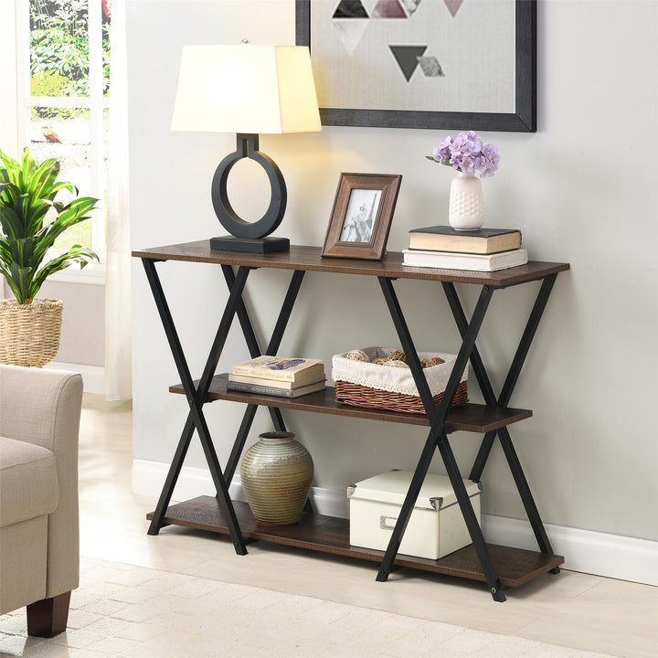 Console Table with 3 Tier Shelf - Elm