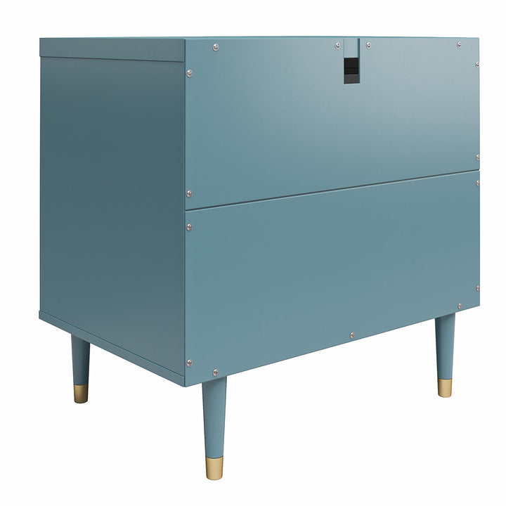 Elizabeth 2 Drawer Textured Nightstand with Gold Knobs - Smoke Blue