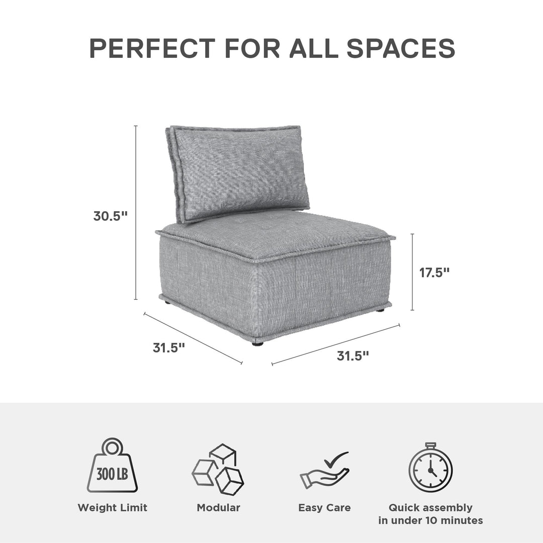 Darcy Armless Chair for Modular Sectional Sofa - Gray