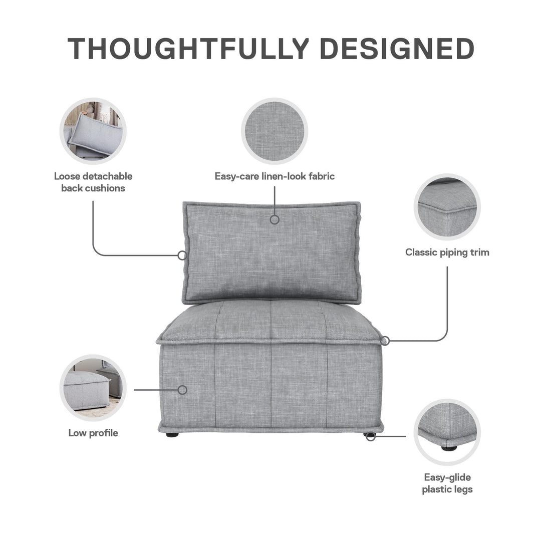 Darcy Armless Chair for Modular Sectional Sofa - Gray