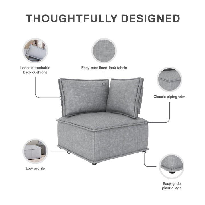 Darcy Corner Chair for Modular Sectional Sofa - Gray