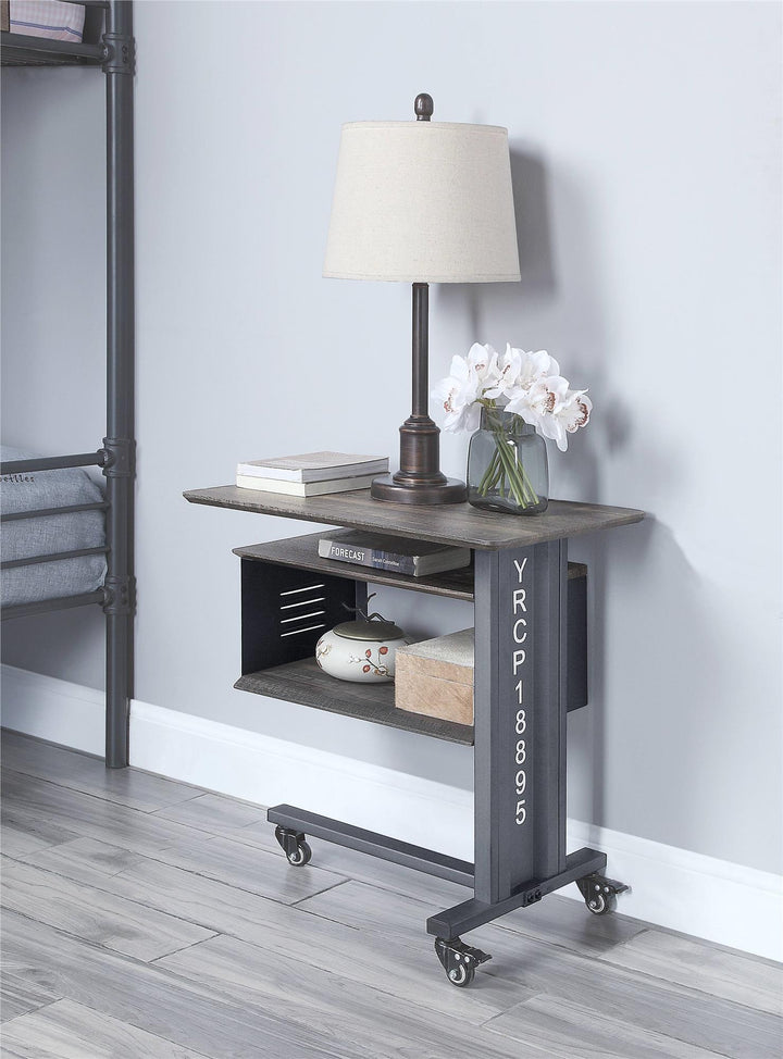 Accent table with wall shelf - Antique Gunmetal