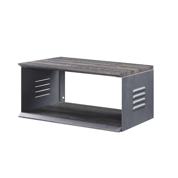 wooden top and metal base accent table - Antique Gunmetal