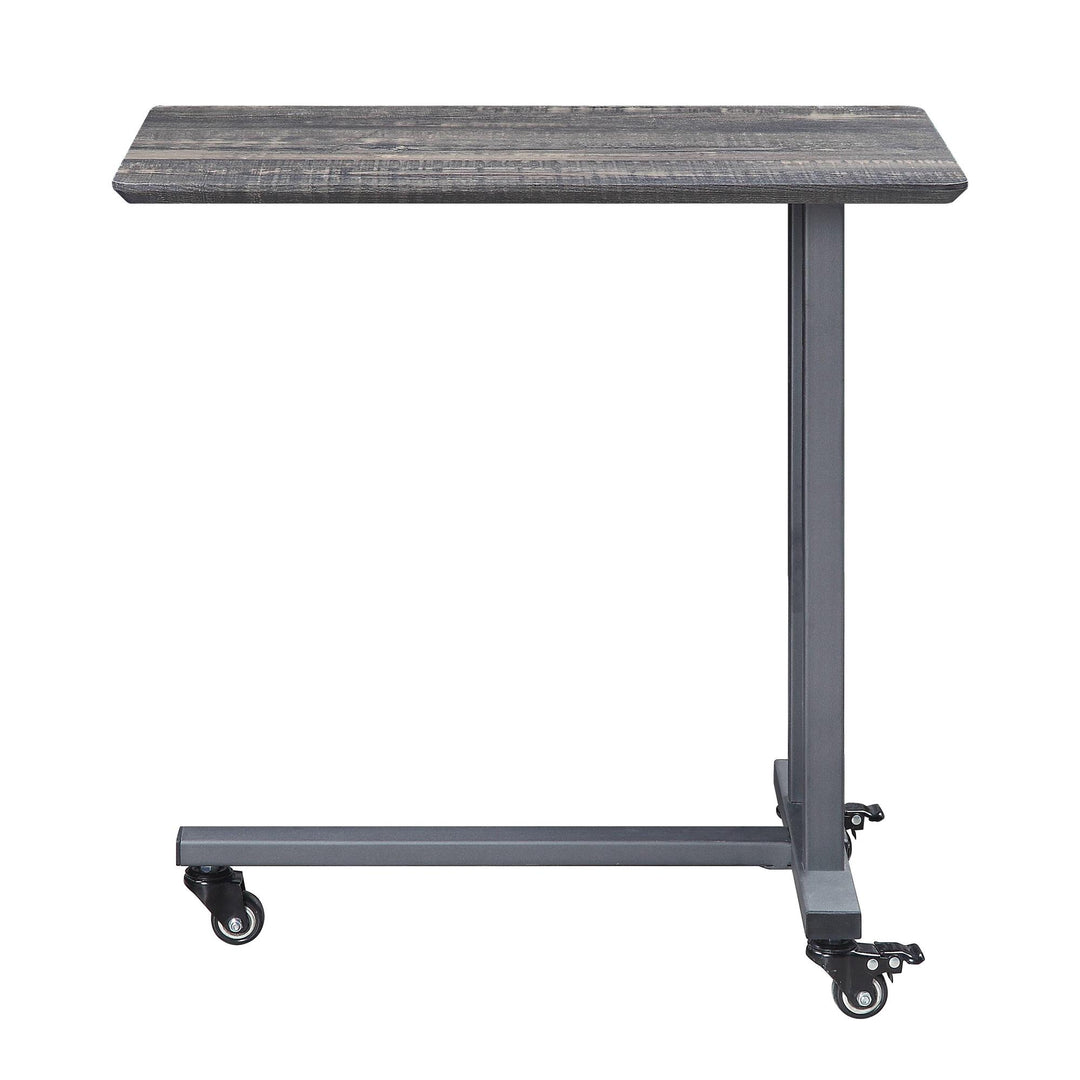Stylish accent table with wall shelf and stop wheels - Antique Gunmetal