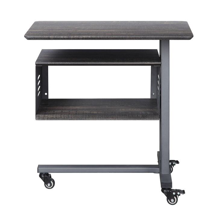Cargo Accent Table & Wall Shelf with Rustic Wooden Top and Industrial Metal Base - Antique Gunmetal
