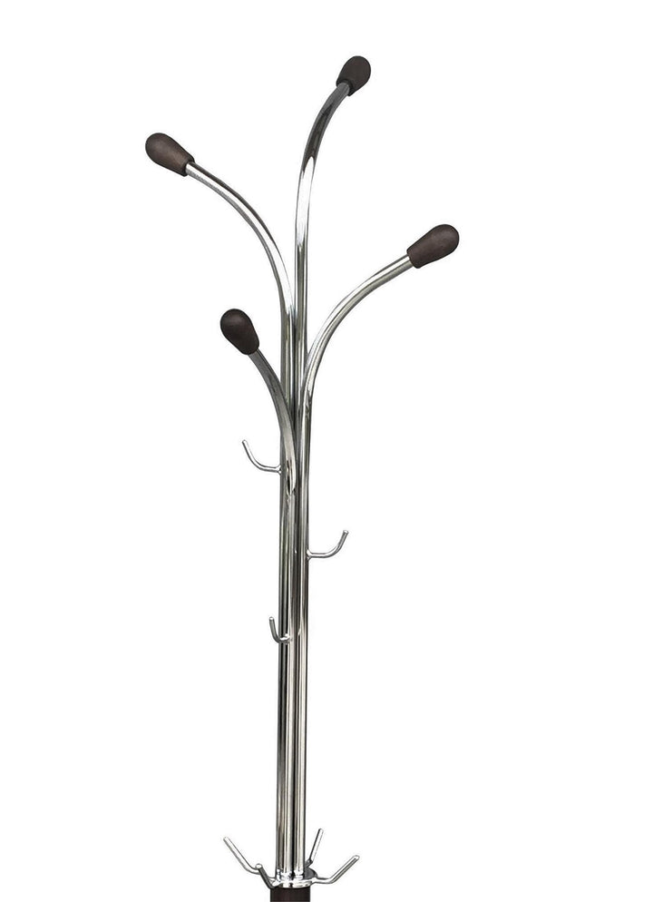 Chrome coat hanger for modern decor -  Walnut