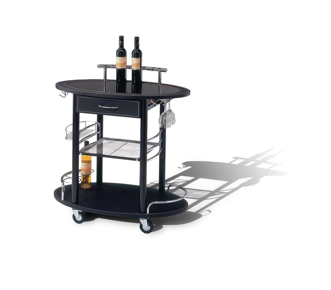 Mobile black metal frame bar carts -  Black