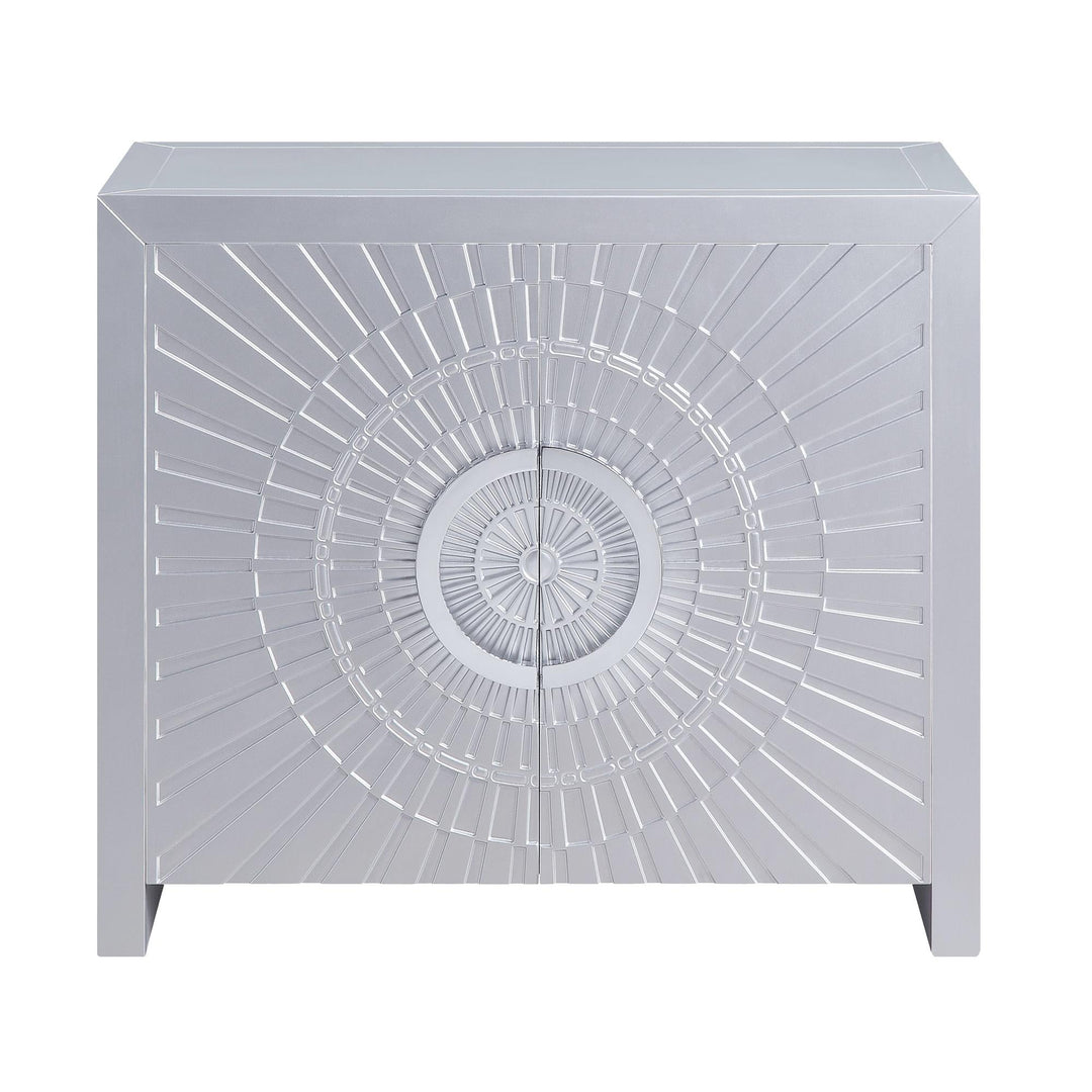 Cicero 2 Door Console Table with Sunburst Pattern - White