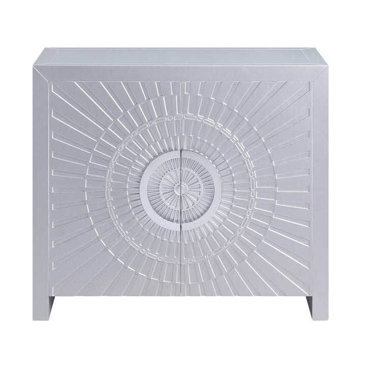 Cicero 2 Door Console Table with Sunburst Pattern - White
