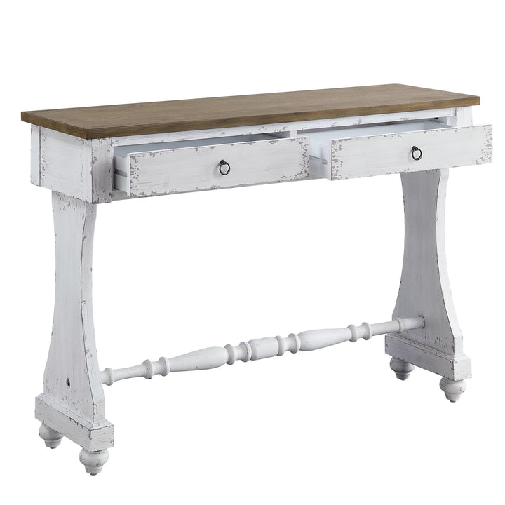 Elegant Console Table with 2 Storage Drawers and wooden side glide - Antique White