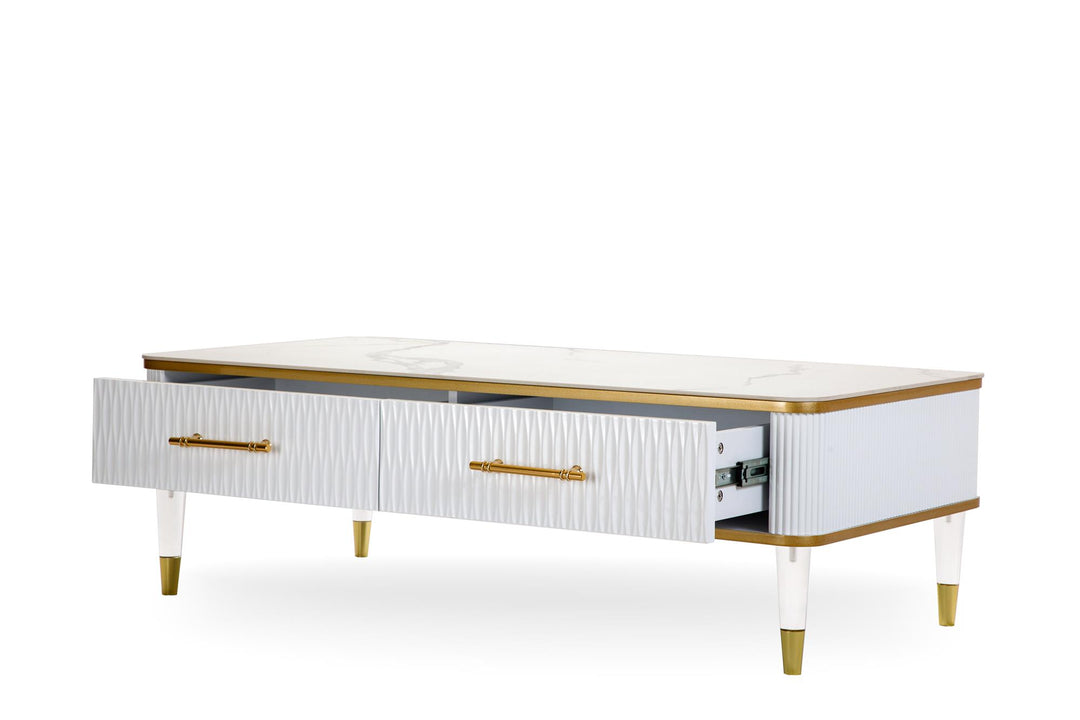 Fluted design tables with premium finish -  White