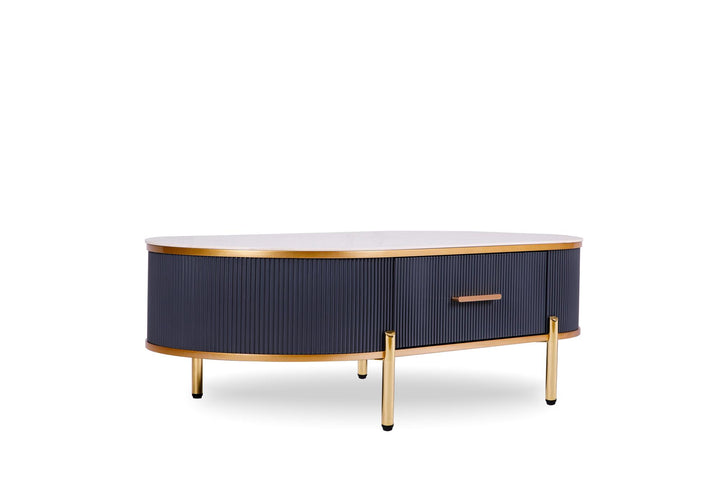Elegant white stone top coffee tables -  White / Grey