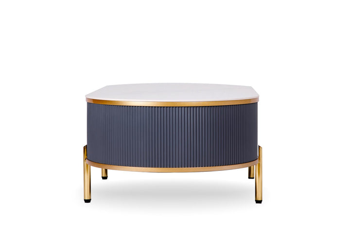 Best coffee tables with fluted design -  White / Grey