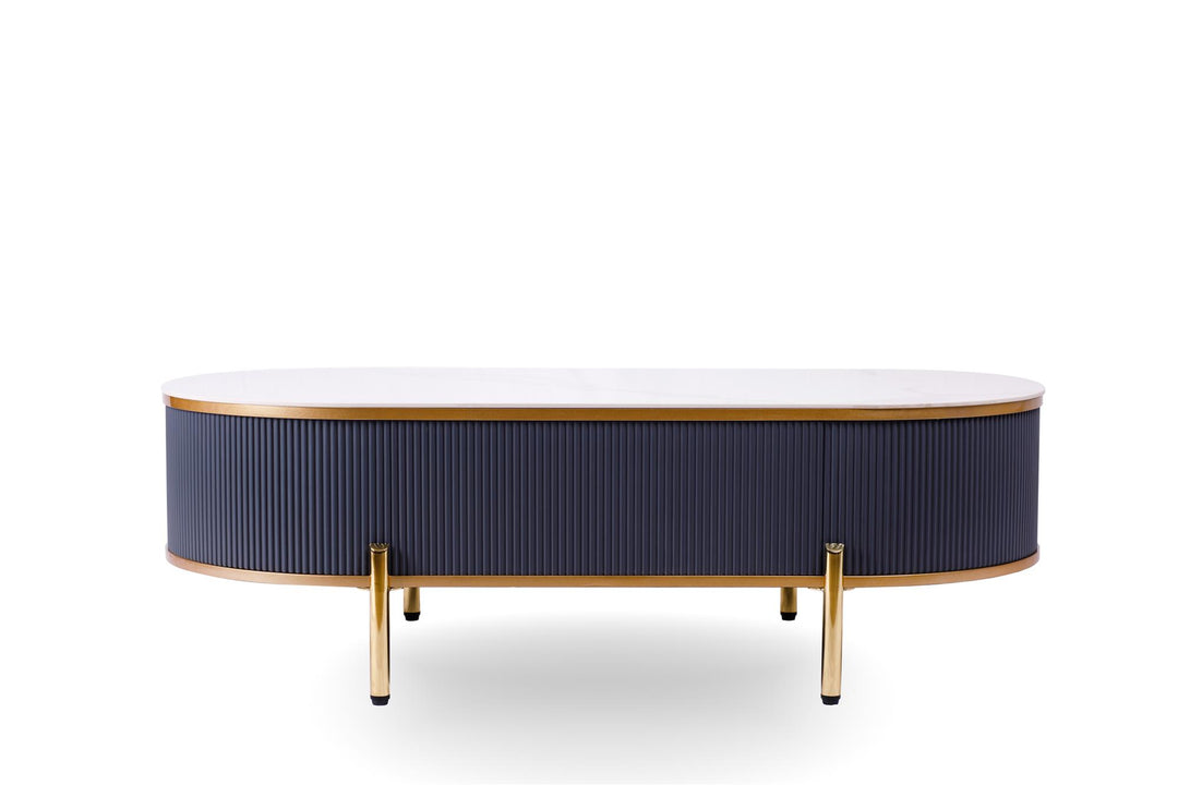 Modern white stone top tables for decor -  White / Grey