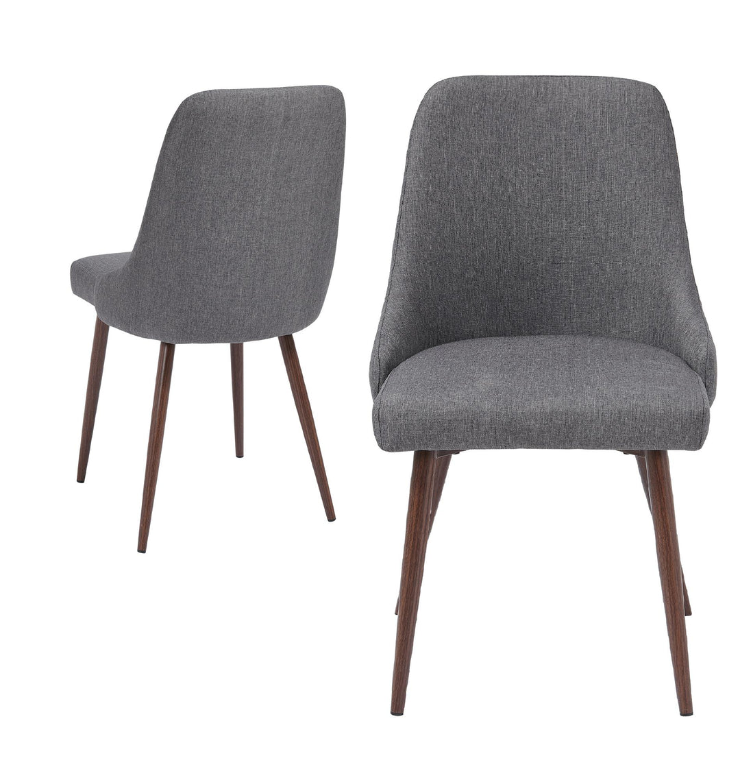 La Perla Upholstered Dining Chair with Wooden Printed Metal Legs, Set of 2 - Gray (Solid)