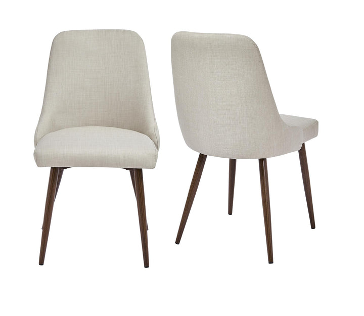 La Perla Upholstered Dining Chair with Wooden Printed Metal Legs, Set of 2 - Beige
