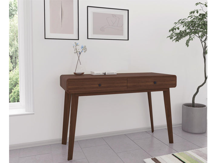 Leva Scandinavian Style Desk with 2 Drawers - Walnut