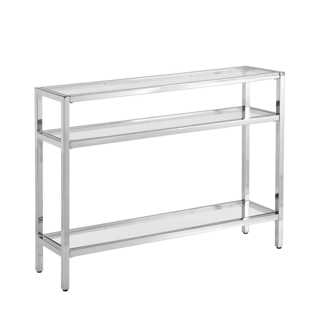 two tempered glass shelves console table - Chrome