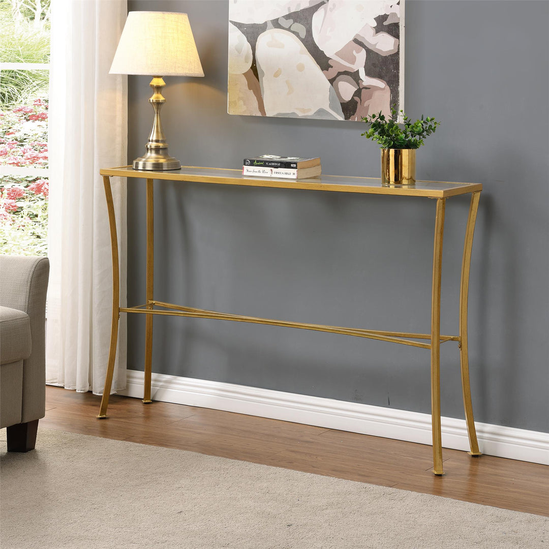 Glass Top Console Table - Gold