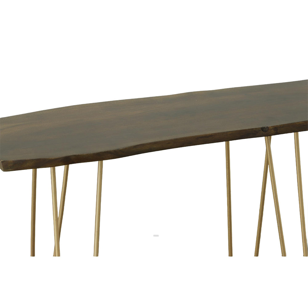 wooden top Console Table with metal legs - Elm