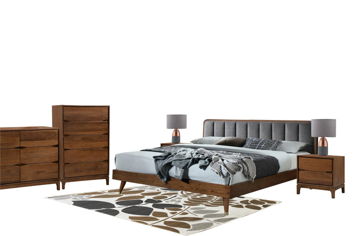 Stylish beds with grey headboard accents -  Grey Linen
