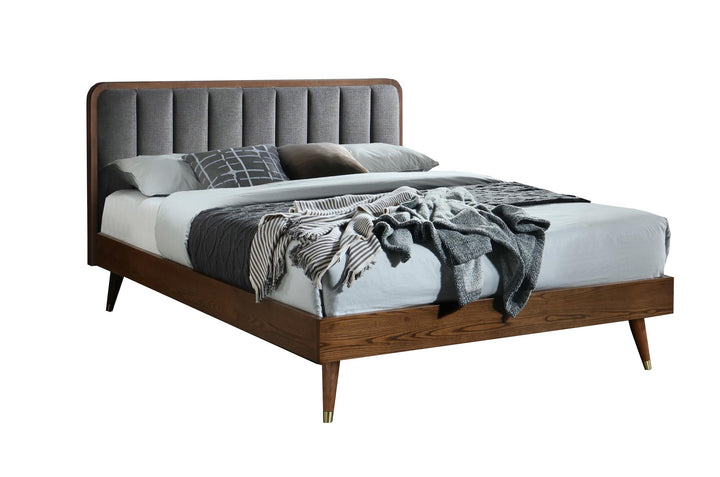 Best walnut and grey combination beds -  Grey Linen