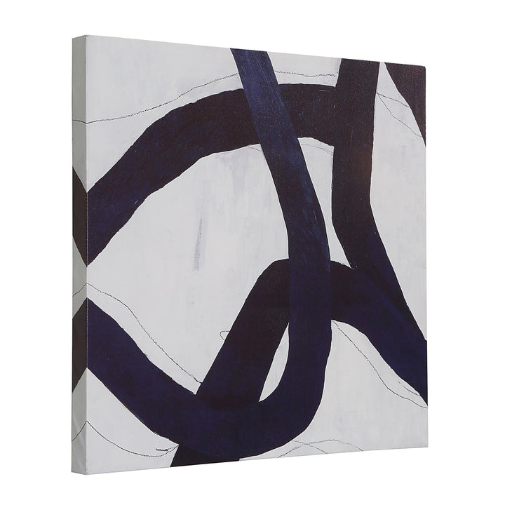 Abstract Wall Art with White Frame, Set of 2 - Blue - No Frame