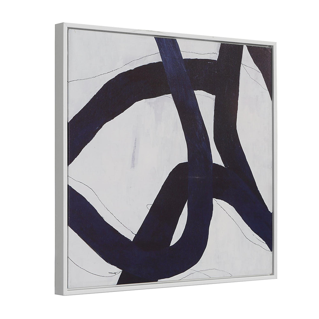 Abstract Wall Art with White Frame, Set of 2 - Blue - Frame