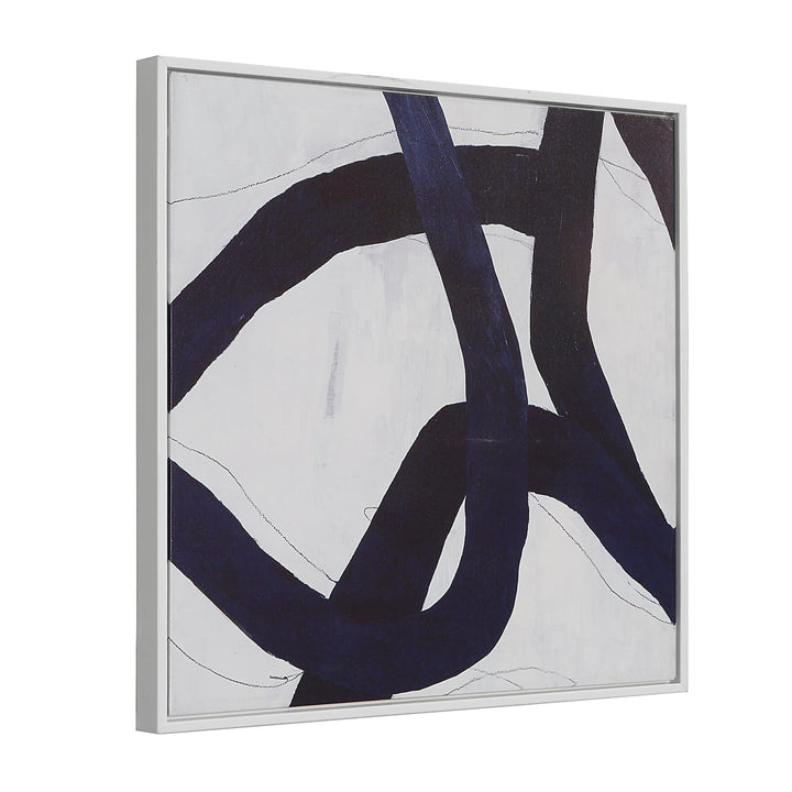 Abstract Wall Art with White Frame, Set of 2 - Blue - Frame