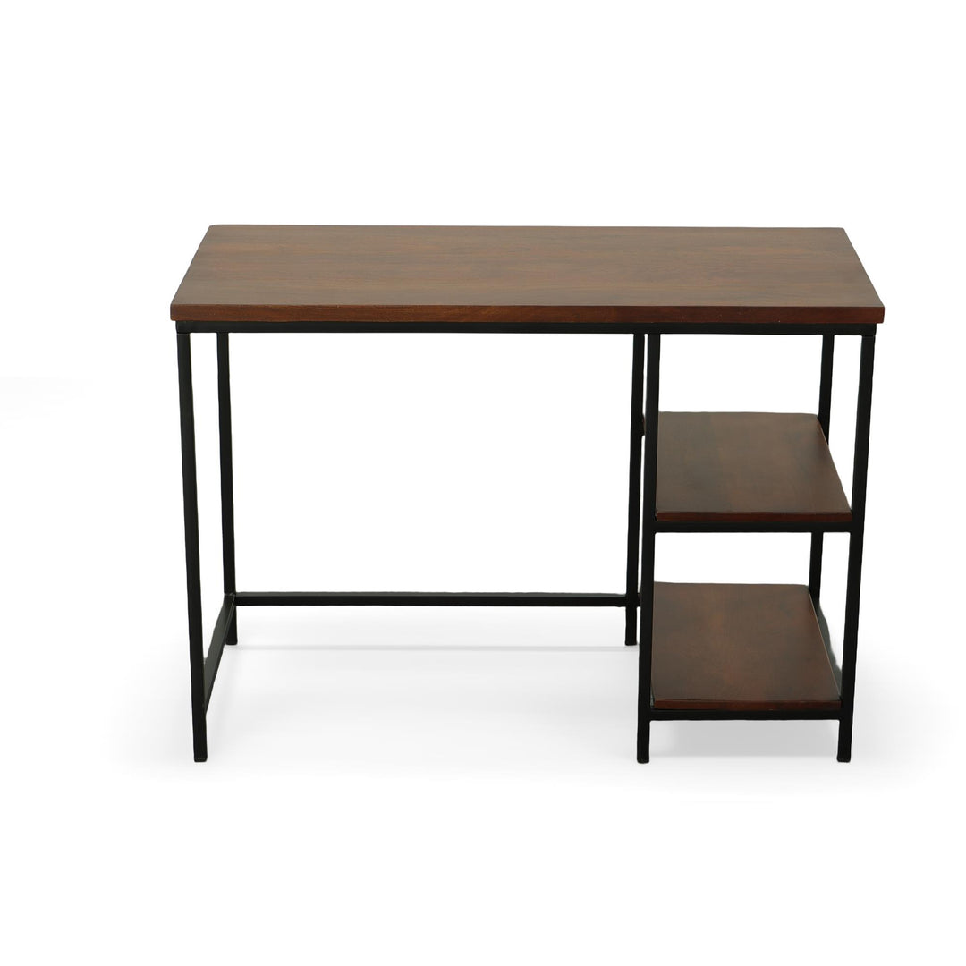 Kyle Modern Rustic Desk with 2 Open Shelves - Chestnut Brown