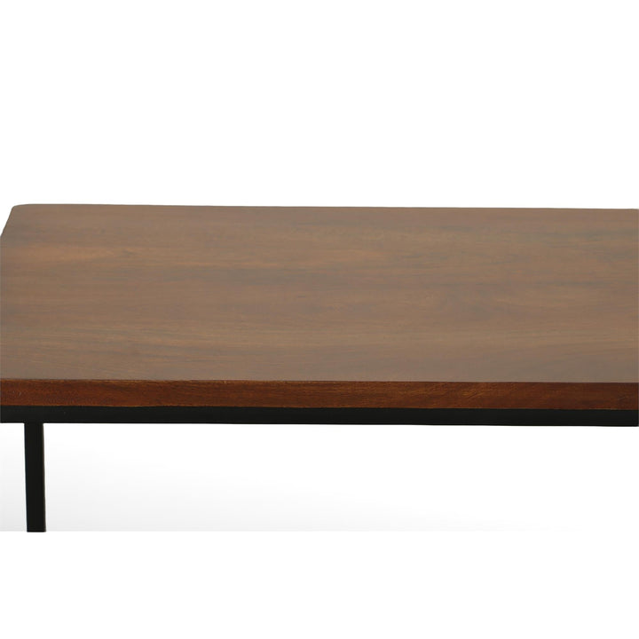 industrial-inspired computer desk with 2 shelves - Chestnut Brown