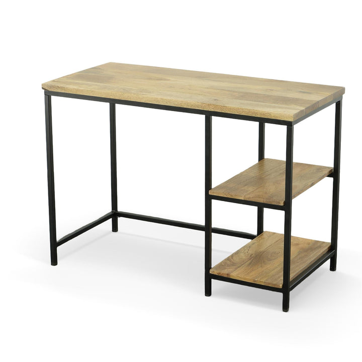 computer desk with 2 open shelves - Natural